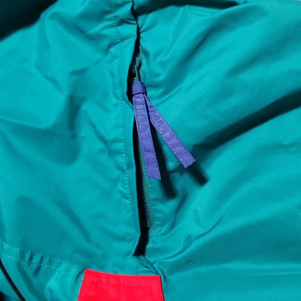 Vintage 90's Columbia Teal Anorak Retro Hideaway Hood Radial Sleeve Large - Picture 7 of 13